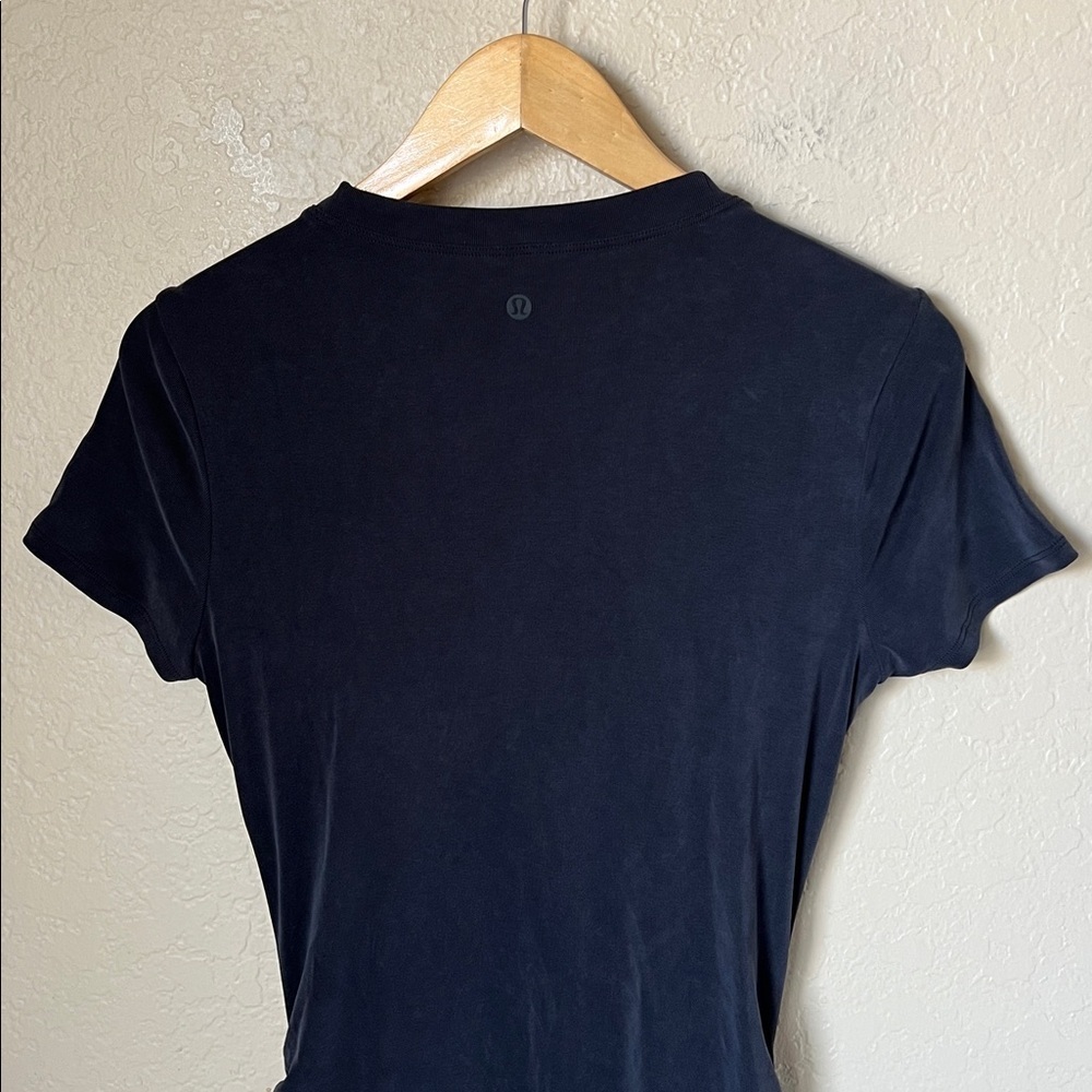 Lululemon charcoal black drapey ruched side wrap dress - Picture 6 of 7